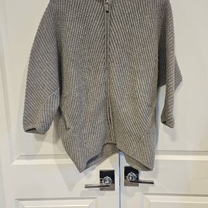 Barbara Bui Men's Ribbed Gray Zip-Up Sweater